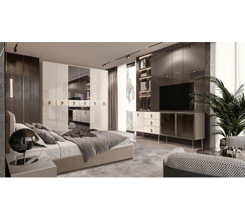 Шестистворчатый шкаф для одежды с зеркалами Богемия Фарфале (Bogemia Farfalle) БМШ1/6 (Fа)